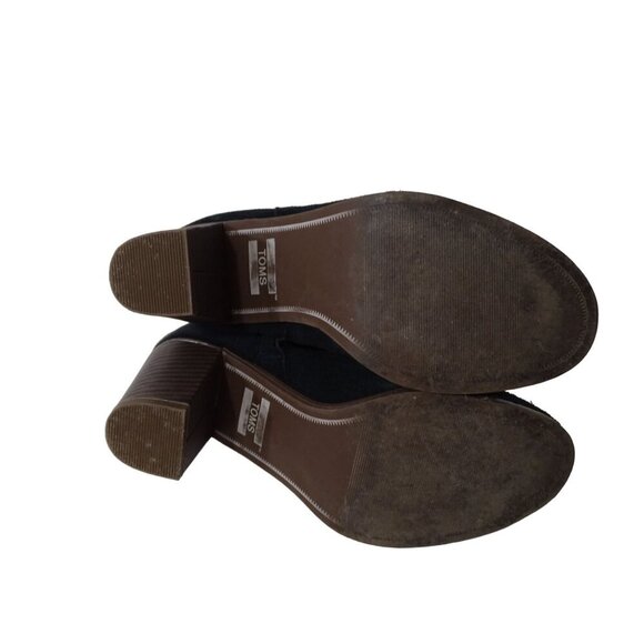 Toms Black Suede Ankle Boots Women Size 8.5 With Block Heel Zipper Closure - Picture 5 of 13